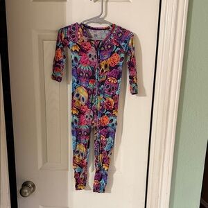 Bamboo Vibrant Kids One Piece with Skull and Flower Design